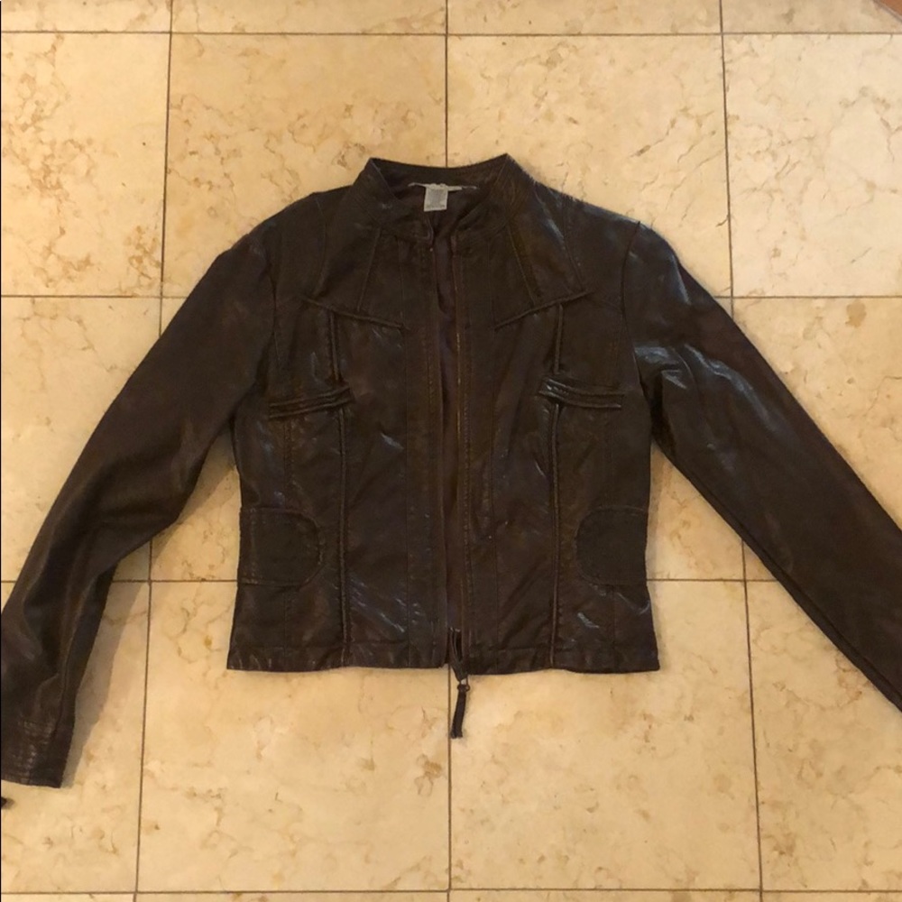 Max Studio Vegan Leather Jacket Brown